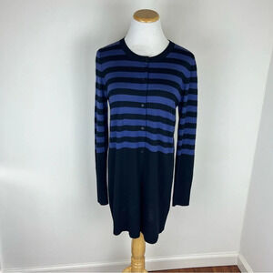 Akris Punto Striped Blue Black Cardigan Sweater Size 8